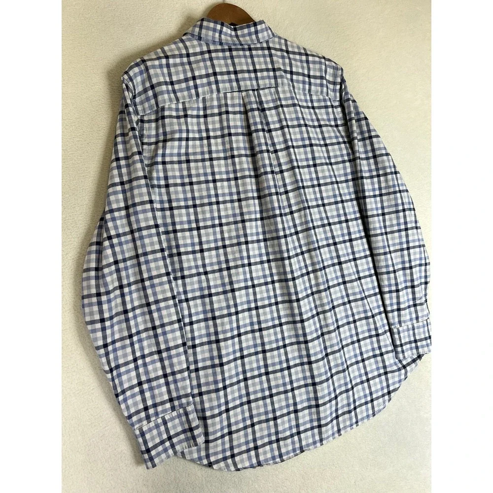 Banana‎ Republic Shirt Men's Large Blue Plaid Button Up 2 Pockets Casual